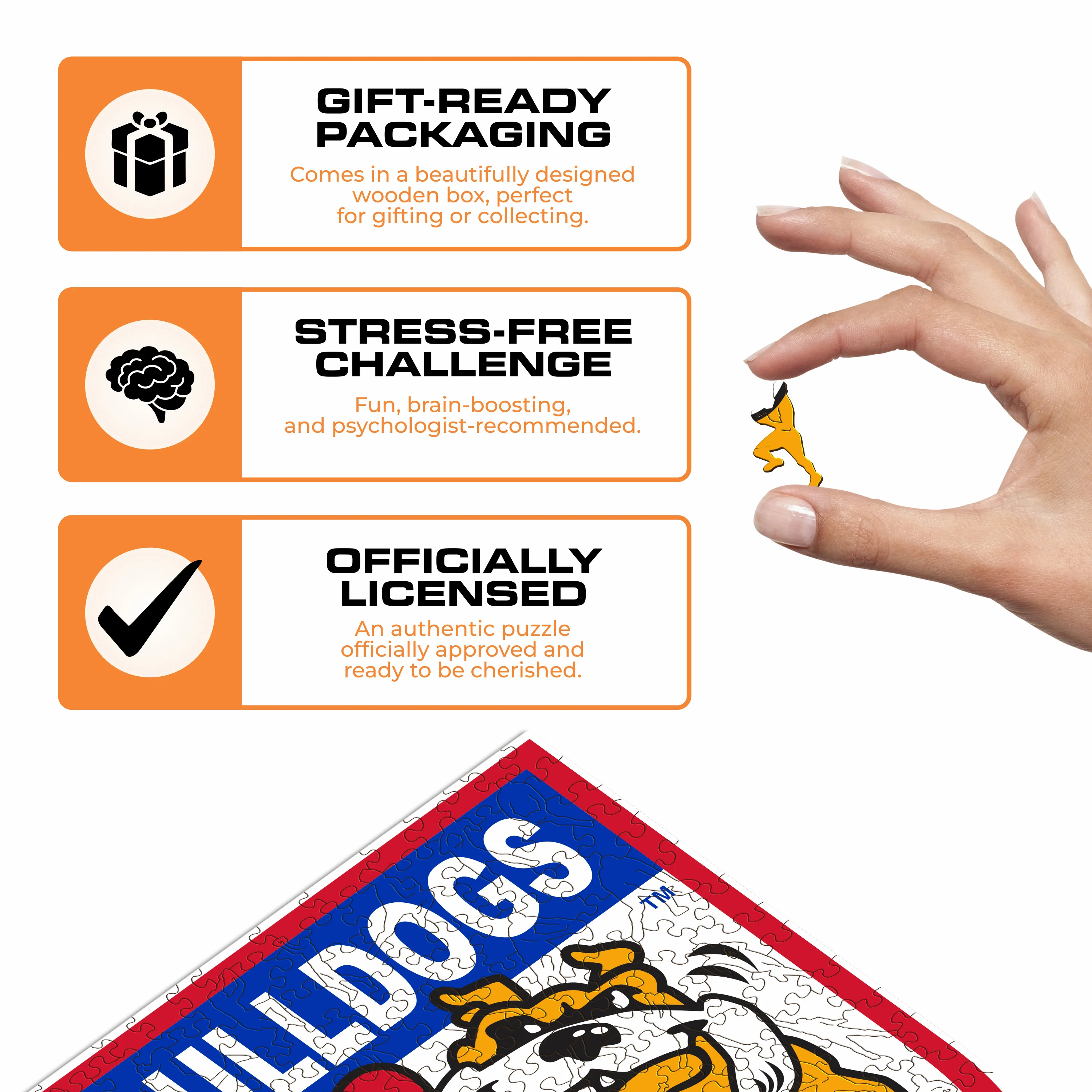 Western Bulldogs Retro Mascot - Wooden Puzzle - Image 3
