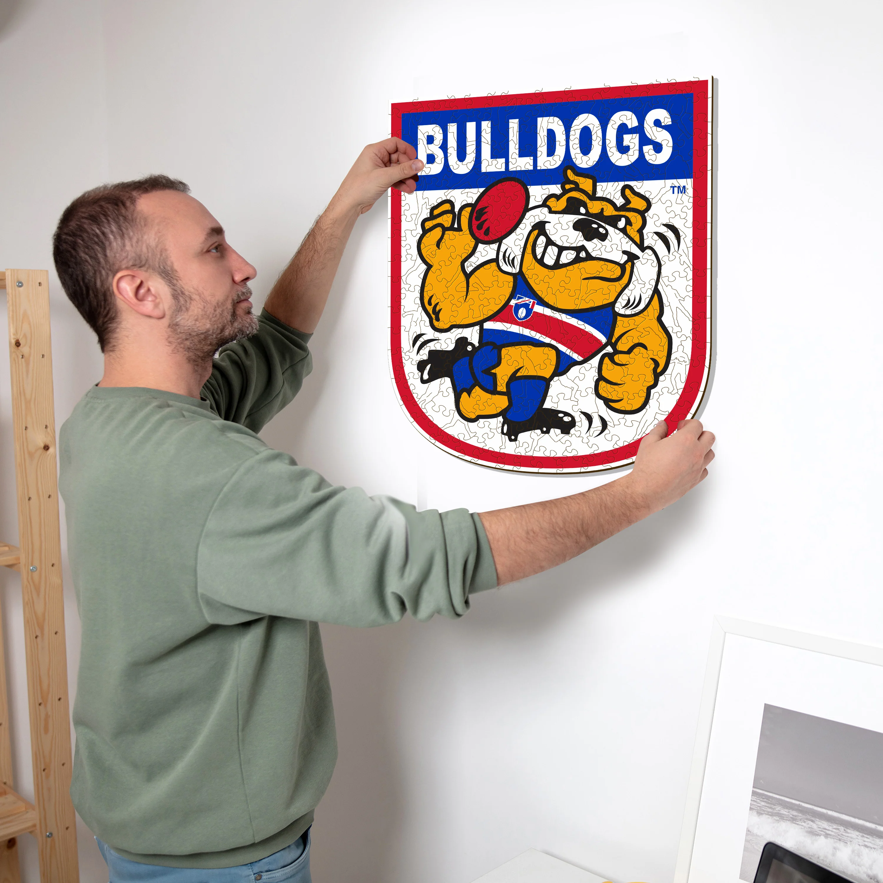 Western Bulldogs Retro Mascot - Wooden Puzzle - Image 5