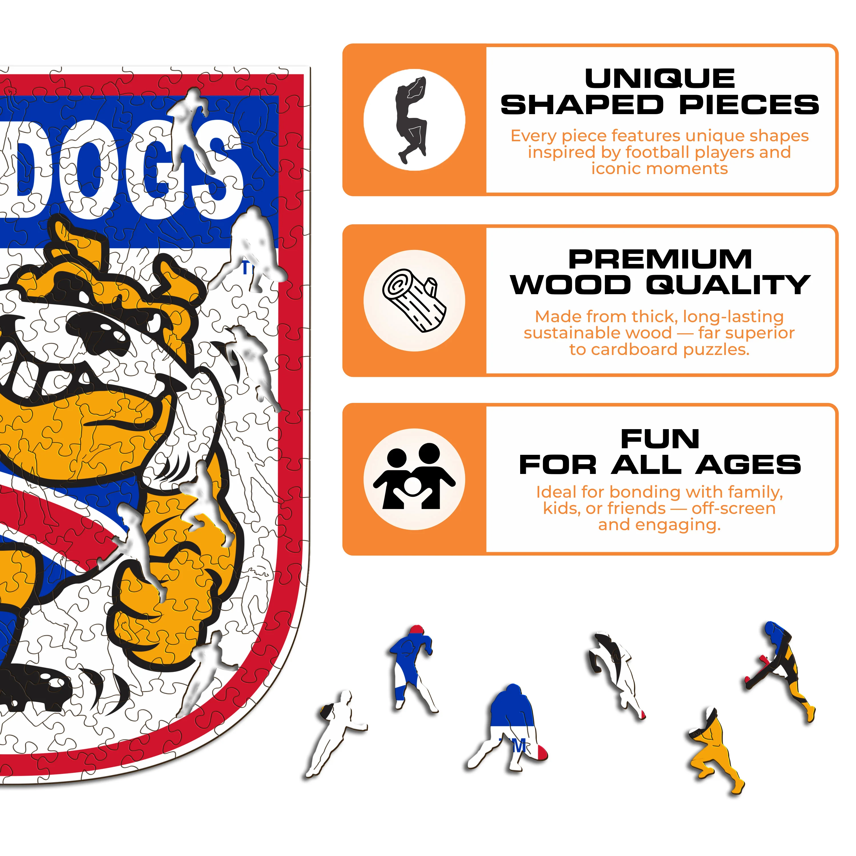 Western Bulldogs Retro Mascot - Wooden Puzzle - Image 6